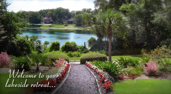 View of picturesque Lake Eulalia from our Orlando bed and breakfast